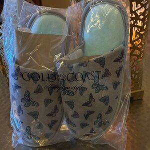 Gold Coast Women's Butterfly Slippers - Gray and Blue size Large-New